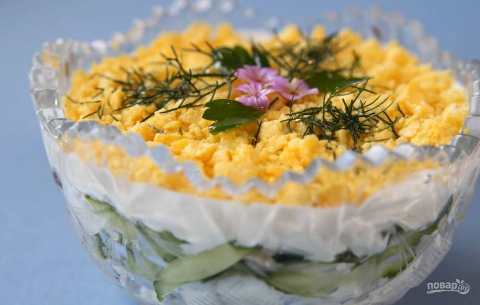 Как приготовить куриный салат с омлетной лентой