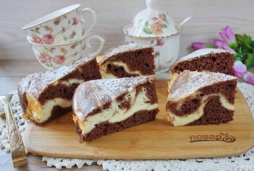 Шоколадно-творожный мраморный пирог рецепт с фото, как приготовить на биржевые-записки.рф