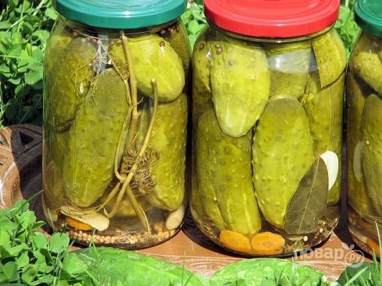 Вот и готовы вкусные маринованные огурчики. Выносим их в темное прохладное помещение для хранения. У меня стоят в кладовке в квартире.