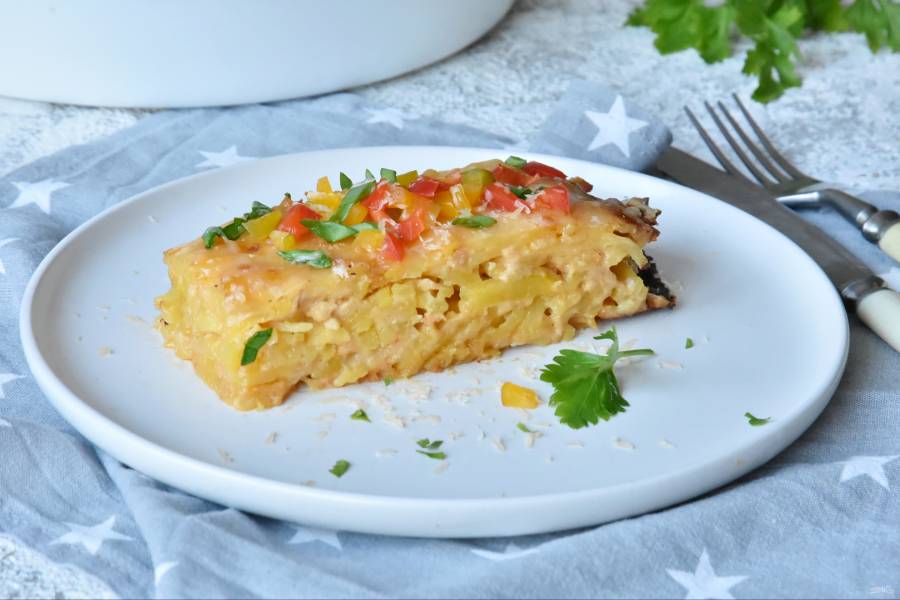 Картофельная запеканка с мясом и сыром