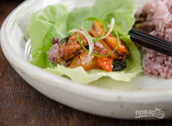 Кальмары по-корейски с овощами