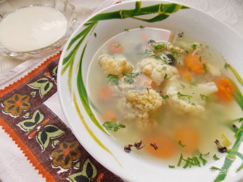 Постный суп из цветной капусты