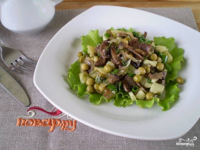 Постный салат с горошком и грибами – пошаговый рецепт приготовления с фото