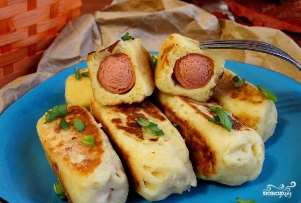Картофель и сосиски - Пошаговый рецепт с фото. Вторые блюда. Блюда из мяса