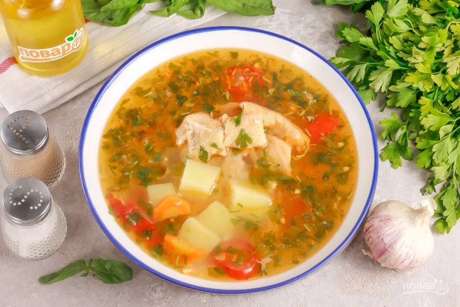 Рыбный суп из красной рыбы семги и помидоров простой рецепт пошаговый