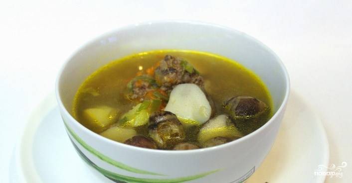 Как приготовить Суп с грибами и фаршем в мультиварке :