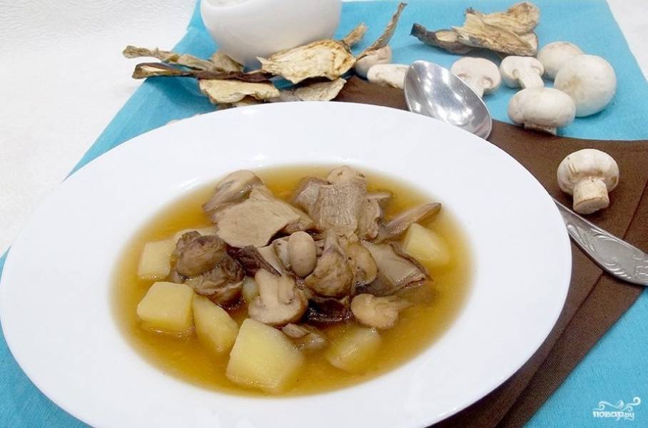 Грибной крем суп из шампиньонов, овощной суп пюре с гренками и с грибами, гренки свои