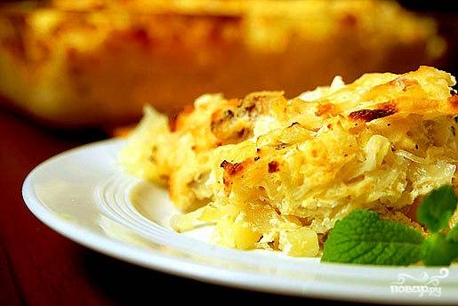 Пирог - запеканка из тертого картофеля с сыром и чесноком. | Домашние рецепты