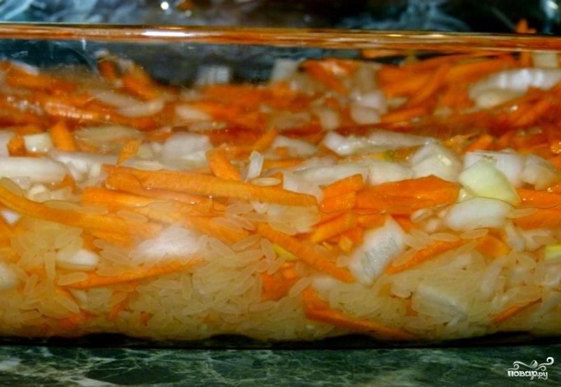 Рис с курицей в духовке в стеклянной посуде под фольгой фото рецепта и Курица с рисом в духовке