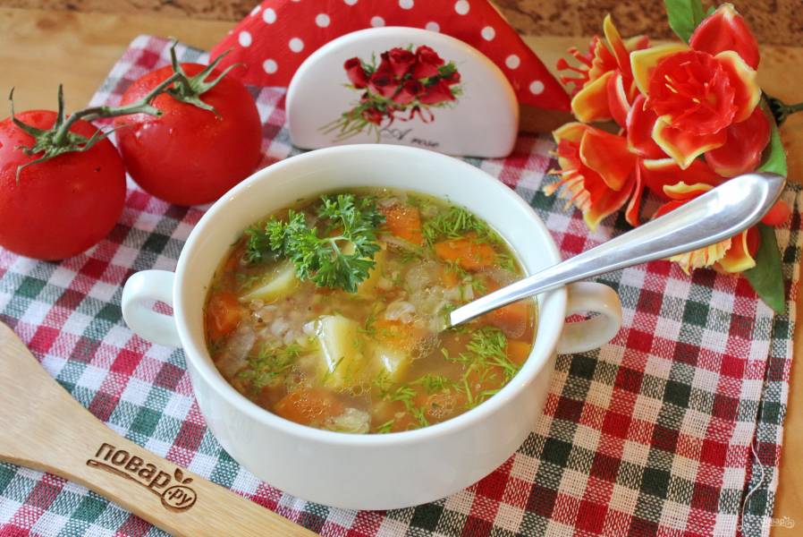 Как варить Гречневый суп с картошкой классический