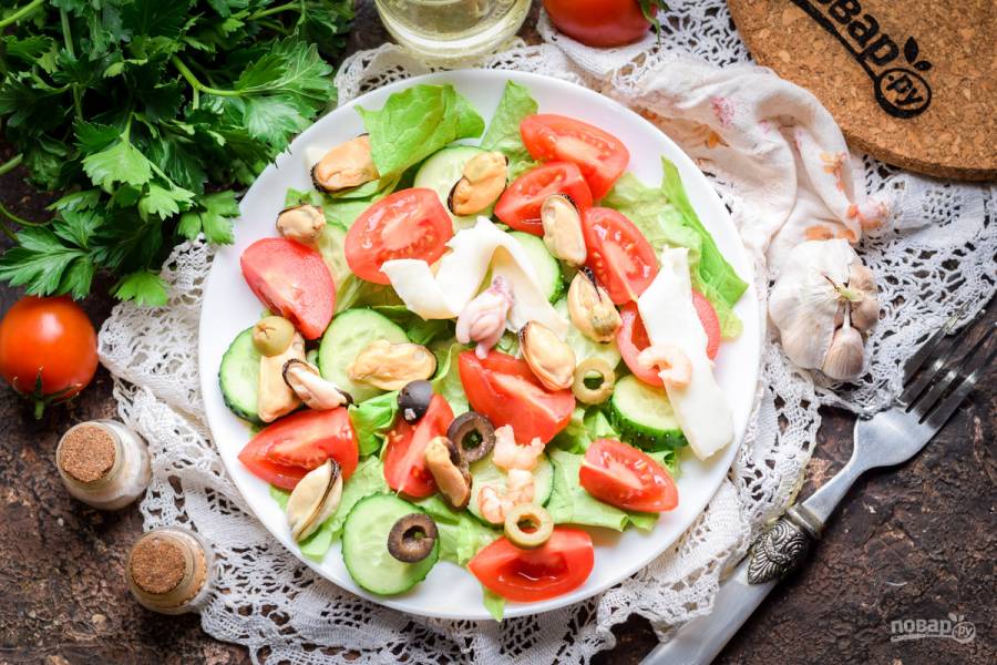 Салат с морепродуктами - пошаговый рецепт с фото | Азбука рецептов