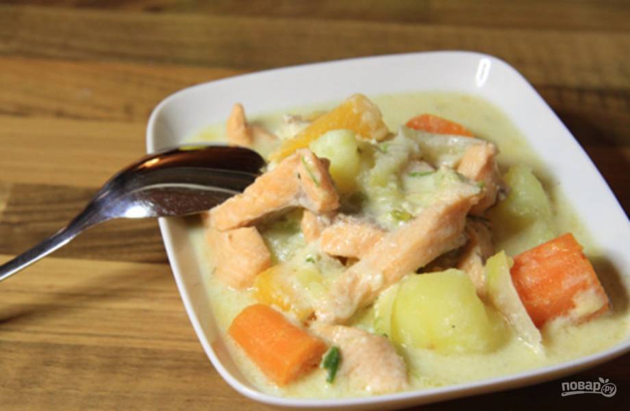 Рыбный суп с сыром плавленым