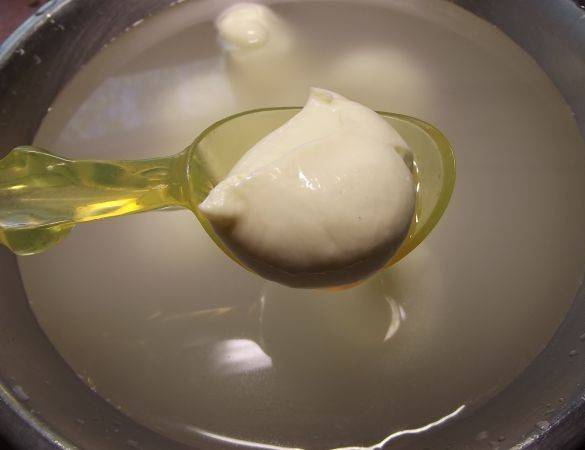 Остывшую моцареллу можно есть сразу, а можно немного просолить. Храниться домашняя моцарелла может 3-4 дня в рассоле. Для рассола растворите в 1 л сыворотки 4 столовых ложки соли.