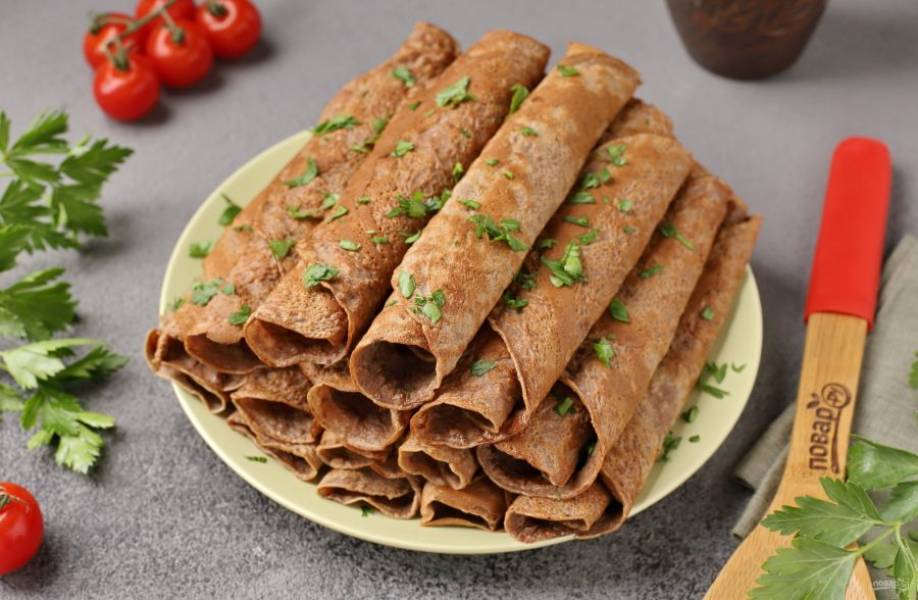 Блинчики из печёнки готовы. Приятного аппетита!