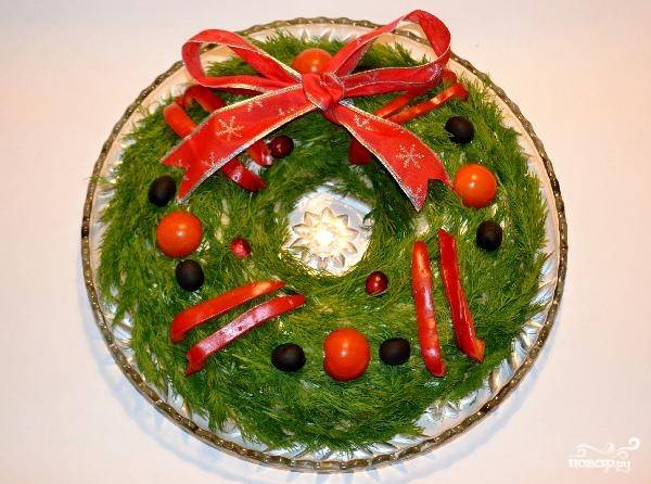 Салат рождественский венок с курицей рецепт с фото пошагово
