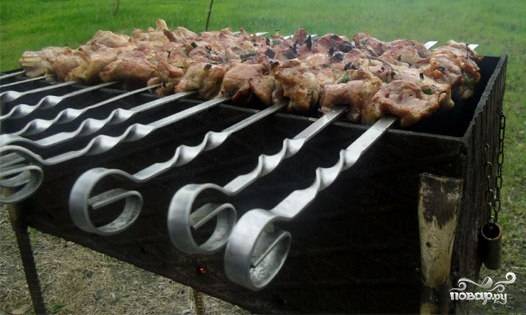 Мясо жарьте на углях постоянно переворачивая.