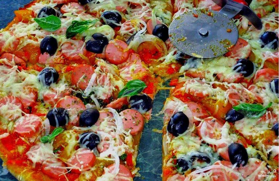 Пицца с сосисками с сыром РЕМИТ - простой и вкусный рецепт второго блюда от МПЗ Ремит