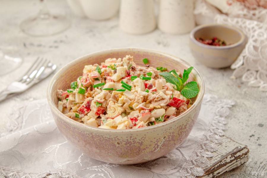 Крабовый салат классический рецепт с рисом