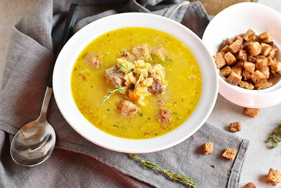 Рецепт суп гороховый с бараниной. Калорийность, химический состав и пищевая ценность.
