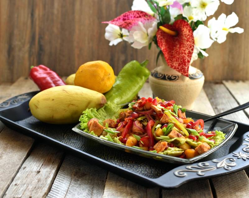 Салат с орехами кешью, курицей и манго, пошаговый рецепт с фото от автора Аня С
