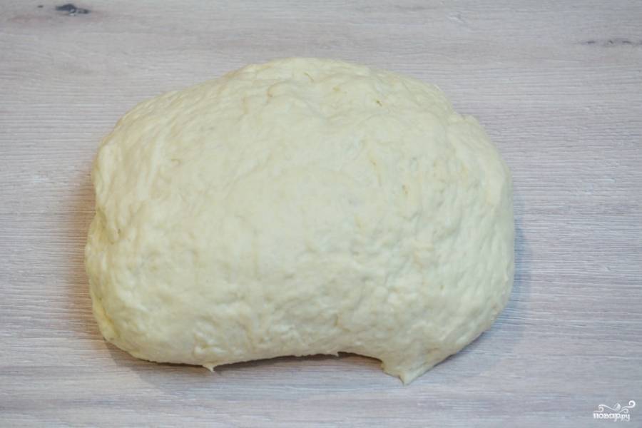 Дайте тесту постоять в хлебопечке около 1 часа. Там тепло и нет сквозняка. Тесто поднимится и увеличится вдвое. Достаньте тесто из ведра хлебопечки.