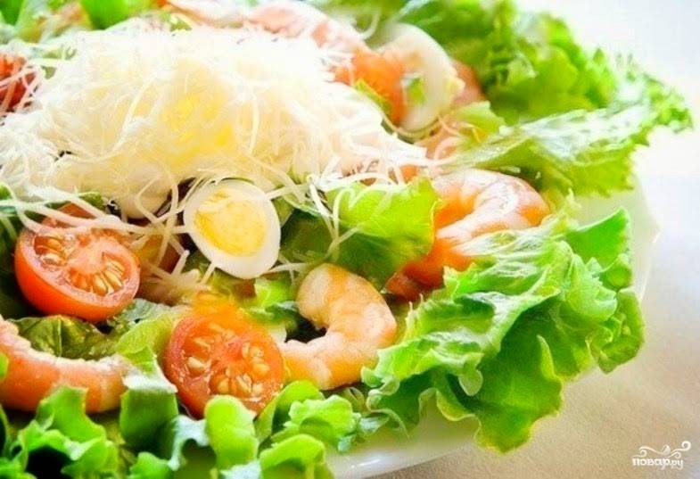 Классический салат с креветками