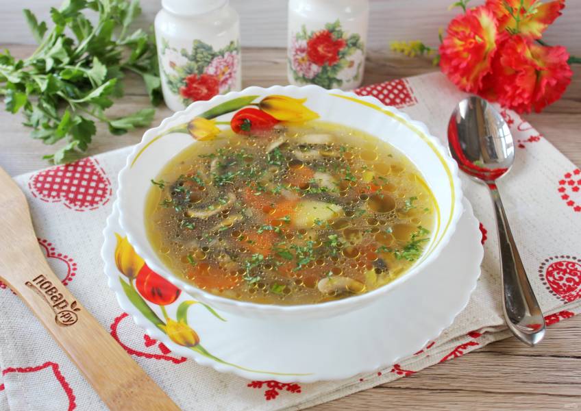Диетический суп из шампиньонов