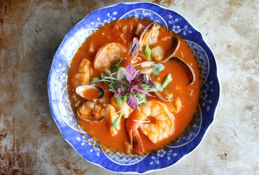 Томатный суп из морепродуктов - пошаговый рецепт с фото на Повар.ру