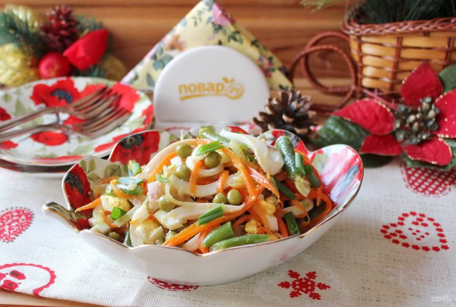 Салат с кальмарами и фасолью - пошаговый рецепт с фото на hb-crm.ru