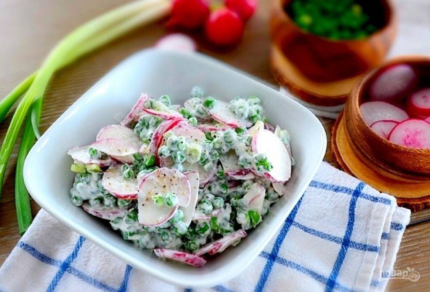 Пошаговый рецепт салата с зеленым горошком