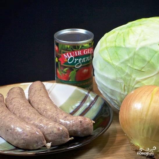 Тушеная капуста с сосисками и помидорами — рецепт с фото пошагово