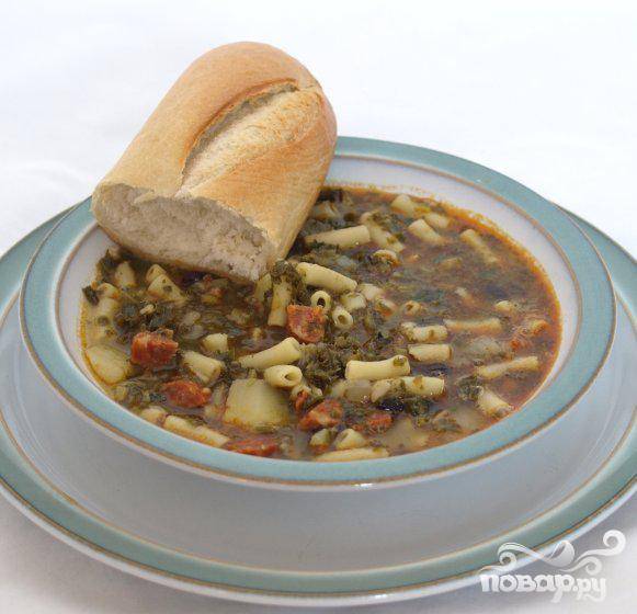 Суп с капустой и колбаской чоризо