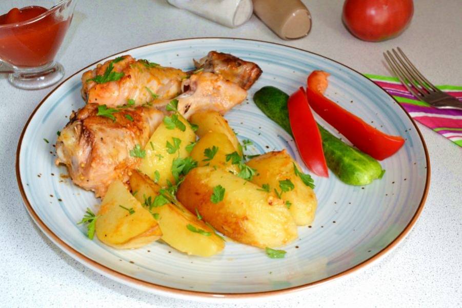 Куриные голени с картошкой в рукаве - Пошаговый рецепт с фото. Вторые блюда. Блюда из курицы