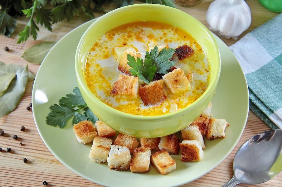Как сварить грибной суп из шампиньонов с плавленным сыром