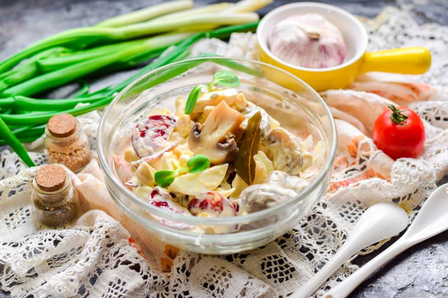 Простые салаты с грибами