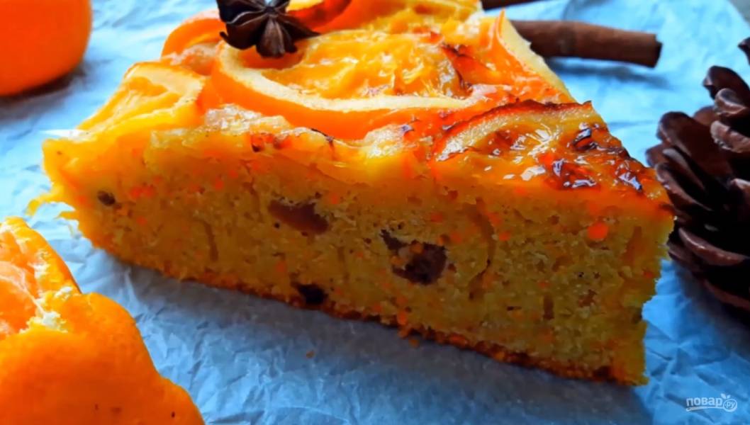 Простой пряный пирог с морковью и апельсинами