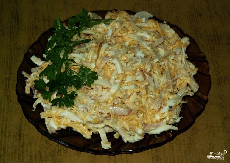 Салат картофельный с кальмаром
