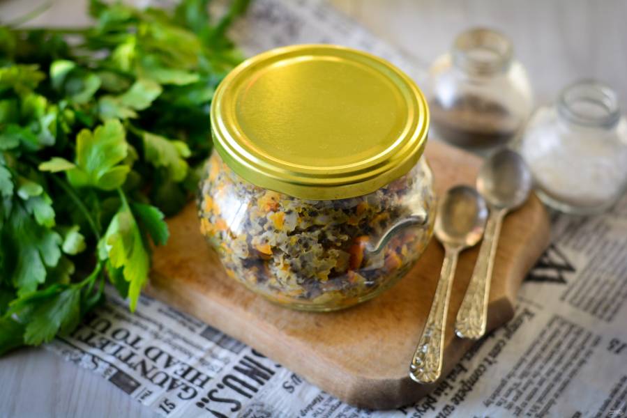 Грибная икра через мясорубку