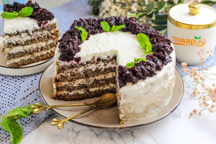 Простой торт на кефире с вареньем – пошаговый рецепт приготовления с фото