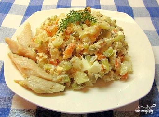 Салат Оливье с лососем, пошаговый рецепт на ккал, фото, ингредиенты - olga_yurjevna