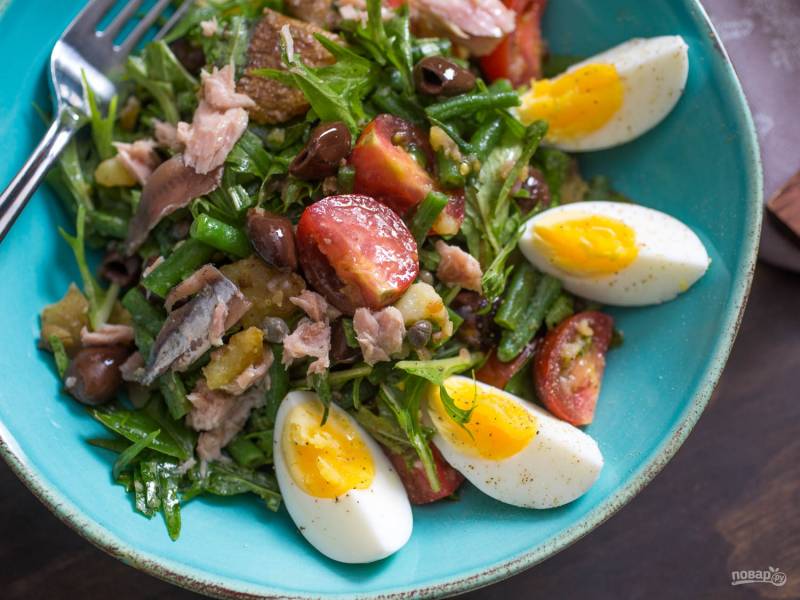 Вкусный Рецепт: Салат с тунцом и яйцом