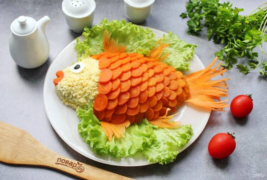 Селедка под шубой в форме рыбы — рецепт с фото пошагово