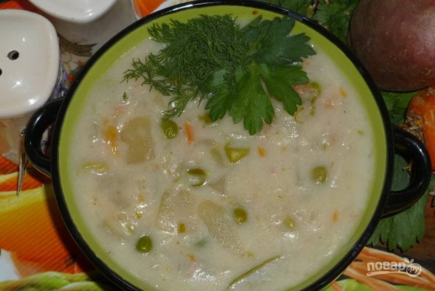 Сырно-молочный суп с овощами