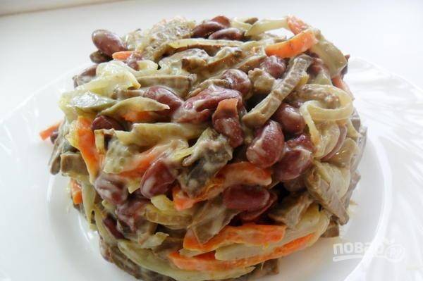 Рецепт салат с фасолью и печенью рецепт