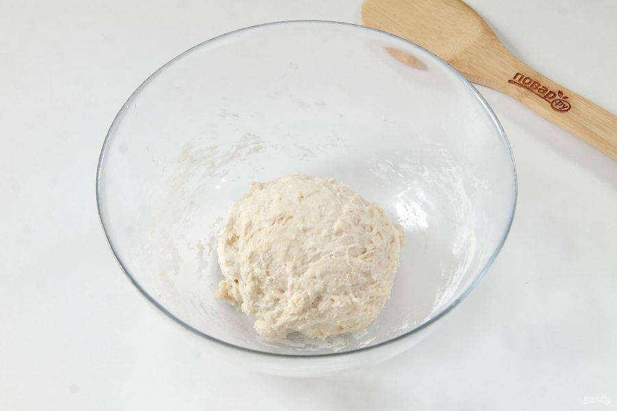 Замесите тесто, соберите его в шар, накройте и уберите в теплое место на один час.