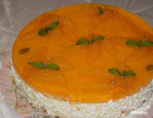 Творожный торт без выпечки с апельсинами