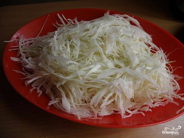 1. Овощи промойте, почистите, нашинкуйте капусту, корень сельдерея нарежьте соломкой, а стебли порубите. Лук нарежьте кольцами.