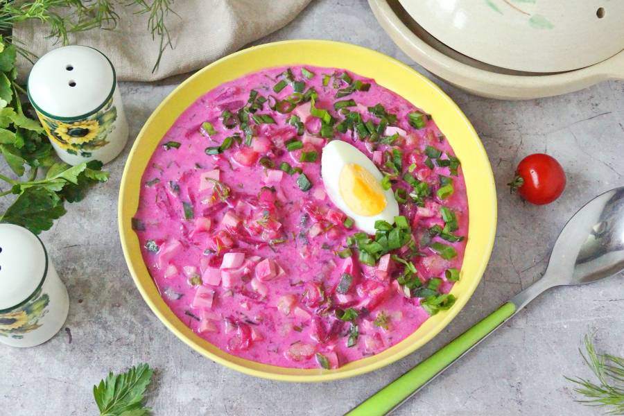 Окрошка со свеклой