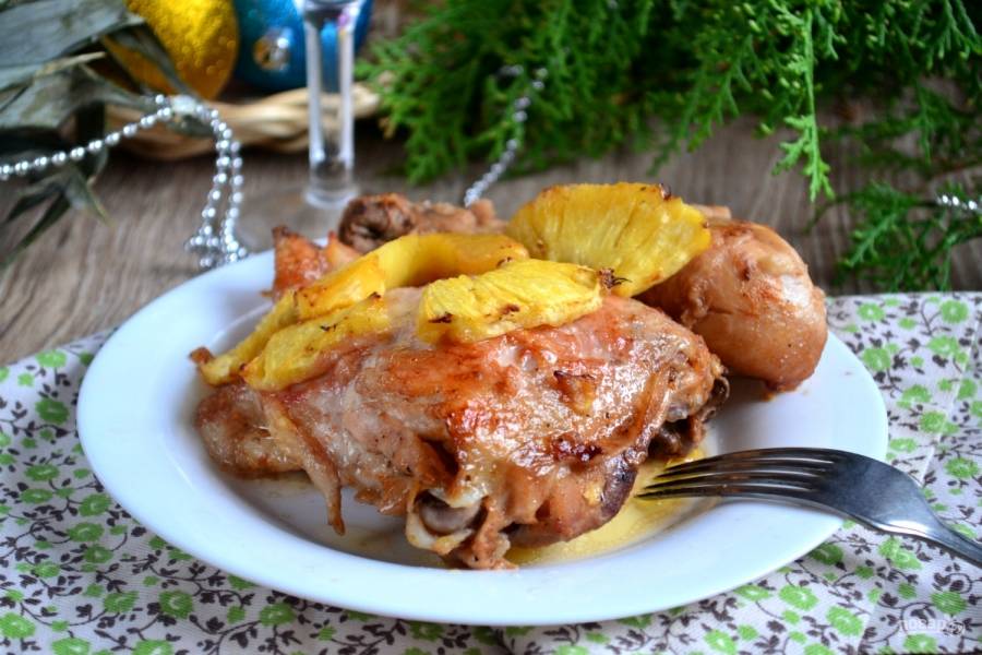 Курица с ананасами в духовке - Пошаговый рецепт с фото | Блюда из курицы