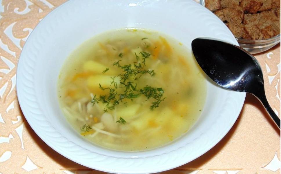 Способ приготовления супа с вешенками